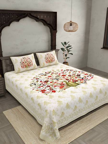 Bombay Spreads 220 TC Cotton King Jaipuri Prints Flat Bedsheet