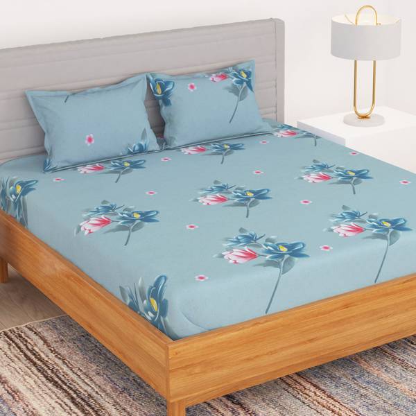 Bedspun 150 TC Polyester Double Floral Flat Bedsheet