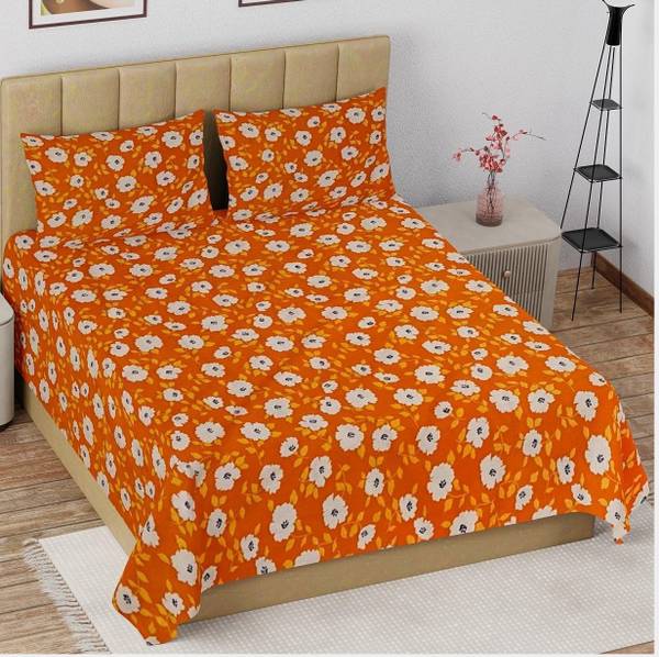 CARLTON LONDON 104 TC Cotton Queen Geometric Flat Bedsheet