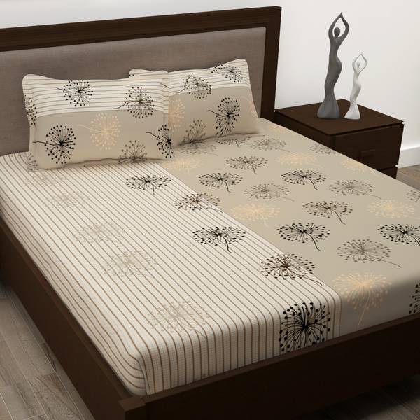 Story@home 186 TC Cotton Queen Printed Fitted (Elastic) Bedsheet