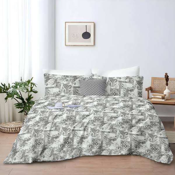 PRIHAAL DECOR Cotton Super King Flat 210 TC Printed Bedsheet