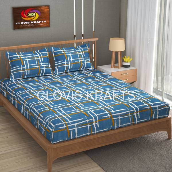 CLOVIS KRAFTS 240 TC Microfiber King Floral Fitted (Elastic) Bedsheet