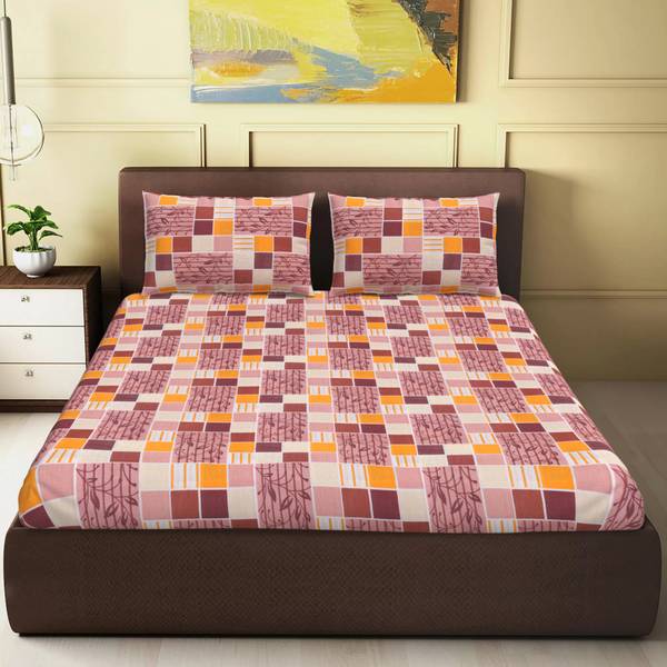 CARLTON LONDON 120 TC Cotton Double Printed Flat Bedsheet