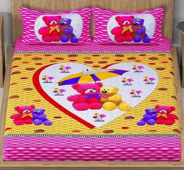 Poorak 104 TC Cotton Double Printed Flat Bedsheet