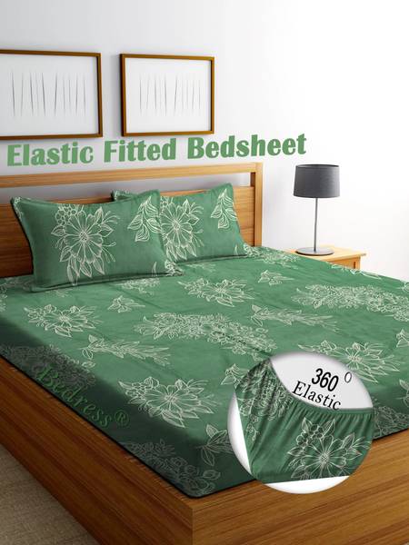 Bedress 300 TC Cotton King Striped Fitted (Elastic) Bedsheet
