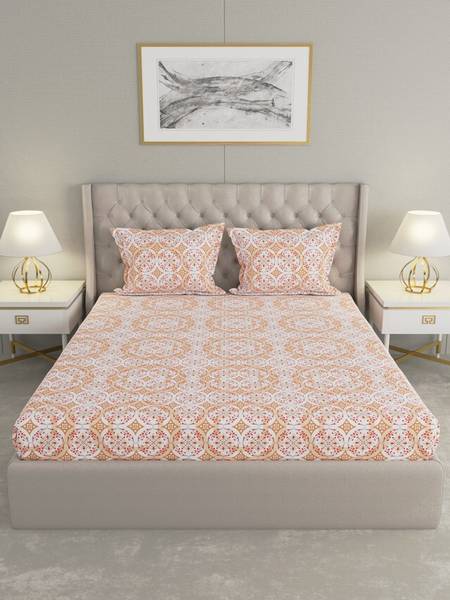 Raymond Home 104 TC Cotton Double Motifs Flat Bedsheet