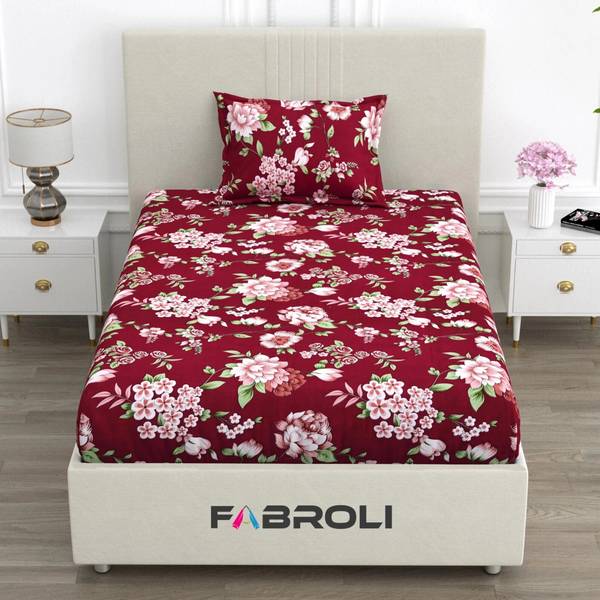 Fabroli 300 TC Cotton Single Printed Flat Bedsheet