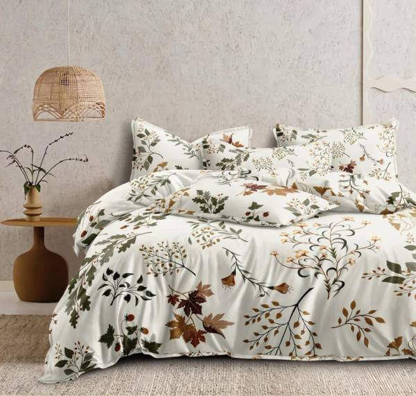 Rvans Creations 220 TC Cotton Super King Floral Flat Bedsheet