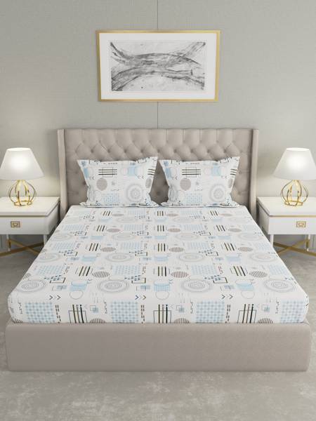 Raymond Home 210 TC Cotton King Geometric Flat Bedsheet
