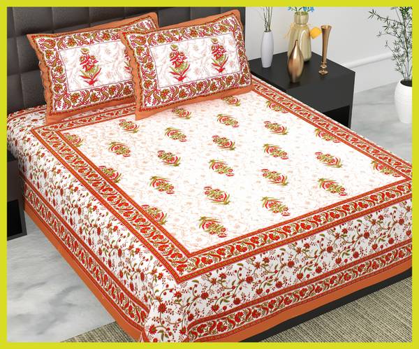 JAIPUR PRINTS 220 TC Cotton Double, Queen Printed Flat Bedsheet
