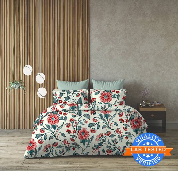 Arvind 120 TC Cotton Queen Floral Flat Bedsheet