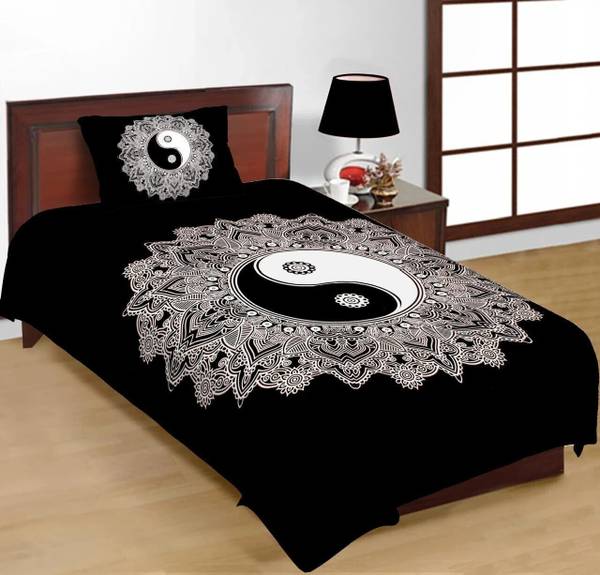 The Hobby Bounty 450 TC Cotton Single Self Design Flat Bedsheet