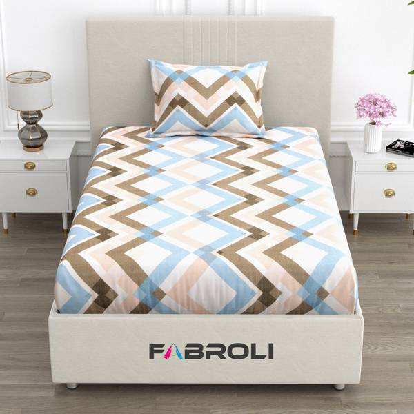 Fabroli 300 TC Cotton Single Printed Flat Bedsheet