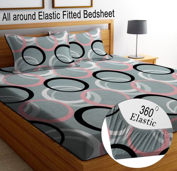 Bedress 300 TC Cotton Double Striped Fitted (Elastic) Bedsheet