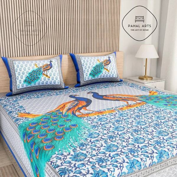 PahalArts Cotton Double Flat 144 TC Jaipuri Prints Bedsheet