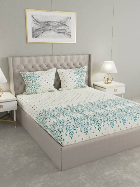 Raymond Home 210 TC Cotton King Geometric Flat Bedsheet