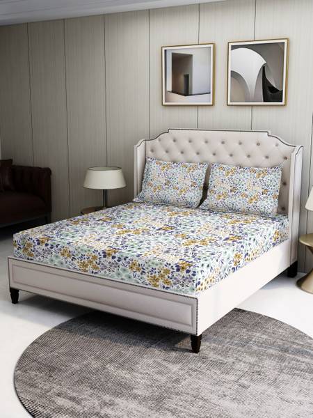 Bombay Dyeing 120 TC Cotton Double Floral Flat Bedsheet