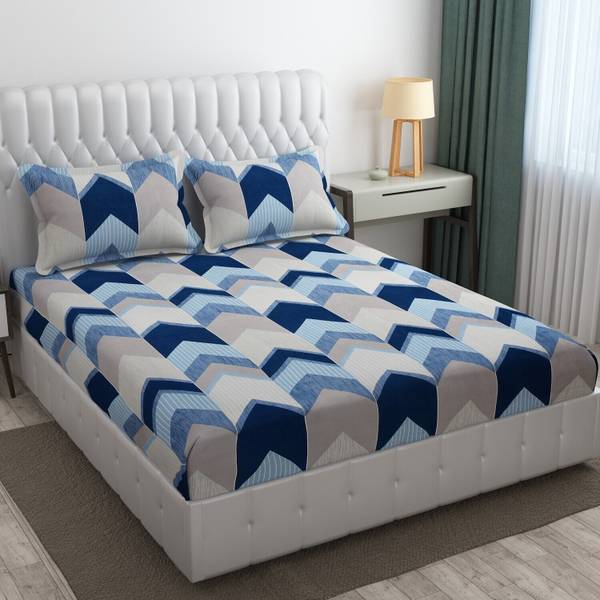 CB HOME 300 TC Cotton King Printed Fitted (Elastic) Bedsheet