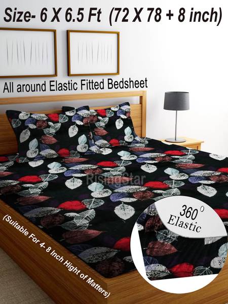 RisingStar 350 TC Cotton King Striped Fitted (Elastic) Bedsheet