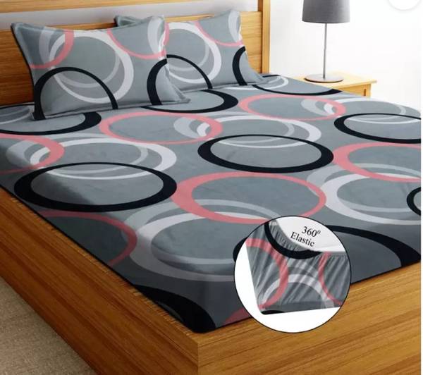 NCS Cotton Double Fitted (Elastic) 300 TC Geometric Bedsheet