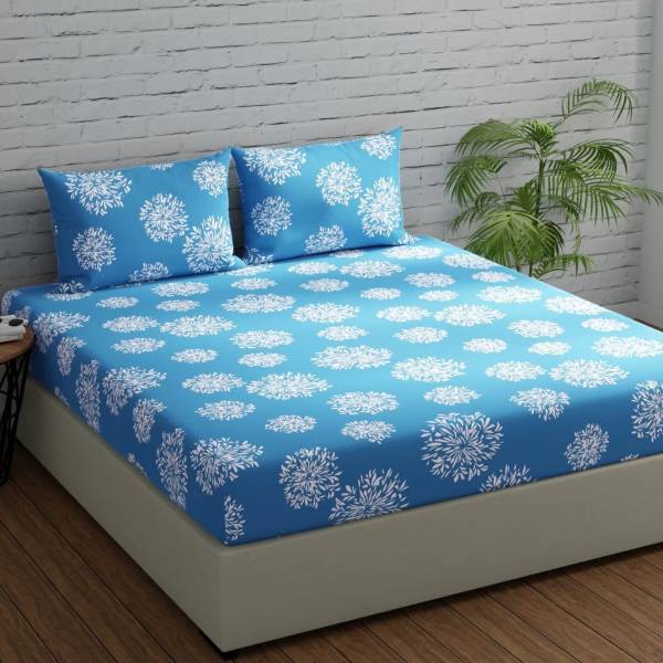 Decent Home 240 TC Cotton Double Floral Fitted (Elastic) Bedsheet