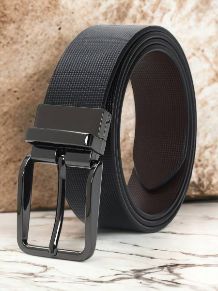 Crusset Men Formal Black Genuine Leather Reversible Belt