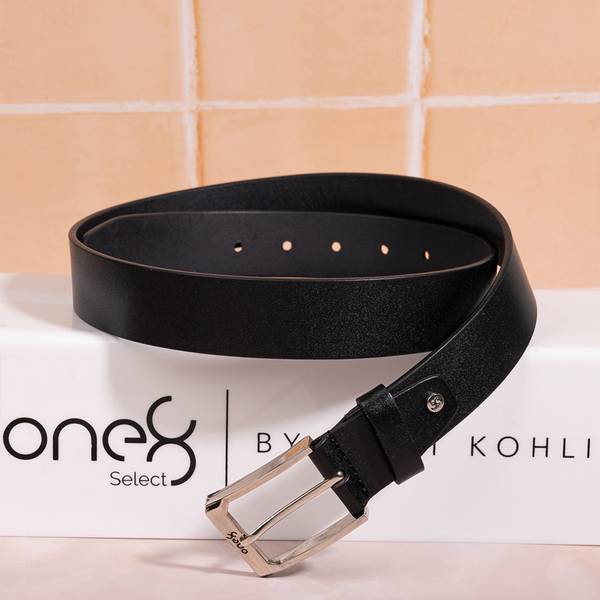 one8 Men Casual, Formal, Party, Evening Black Genuine Leather Belt