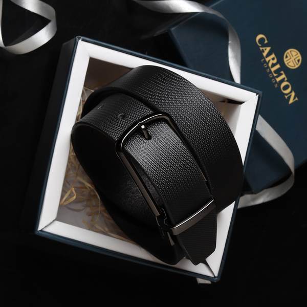 CARLTON LONDON Men Formal Black Genuine Leather Belt