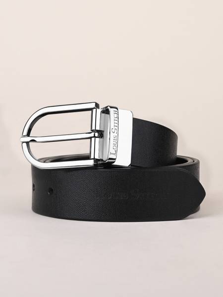 LOUIS STITCH Men Formal Black Genuine Leather Reversible Belt
