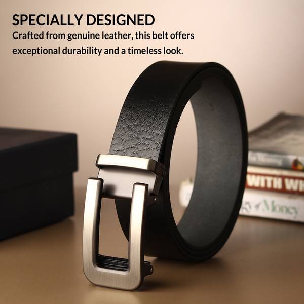 CARLTON LONDON Men Formal Black Genuine Leather Belt