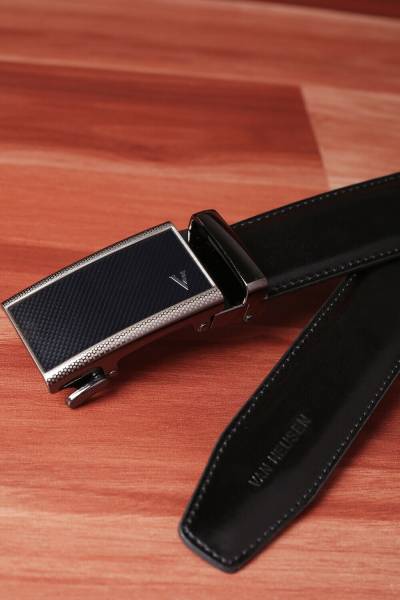 VAN HEUSEN Men Black Genuine Leather Belt