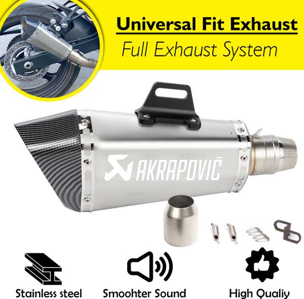 Otoroys Hexa Cut,Silver Stainless Steel Exhaust Silencer 36-51 mm Muffler Pipe All Bikes Universal For Bike Universal For Bike Full Exhaust System