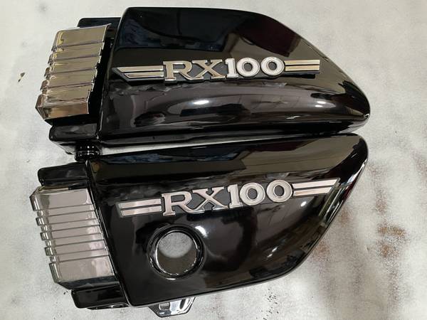 A.A.I Rx100 Battery Side Panel Set with Monogram Chrome Kit (Black) Bike Fairing Kit