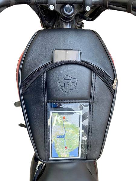 Uniware RE Hunter 350 Leather Scratch Proof Mobile Touch Pocket Tank Cover/Bag (Black) Strap Royal Enfield NA Bike Tank Cover