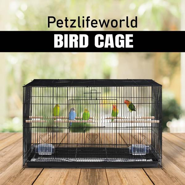 VAYINATO 2 Feet Black Powder Coated Birds Cage With 2 Swing Toy For All Small Birds Bird House