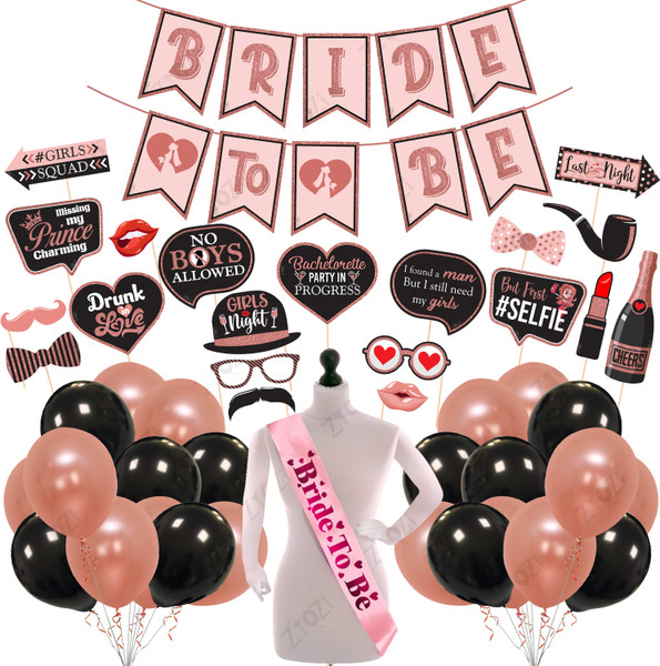 ZYOZI 47 Pcs Bachelorette Party Decorations Kit, Bridal Shower Party Supplies