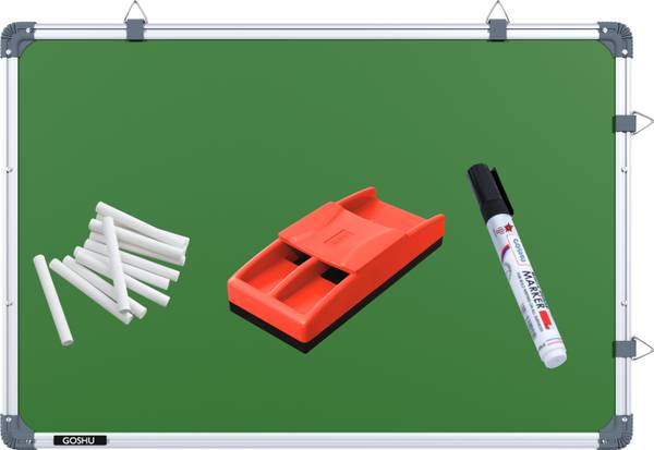 GOSHU 1.5x2 ft. Non Magnetic White/Green board with Duster, Marker, 10 Dust-Free Chalk Green, White board