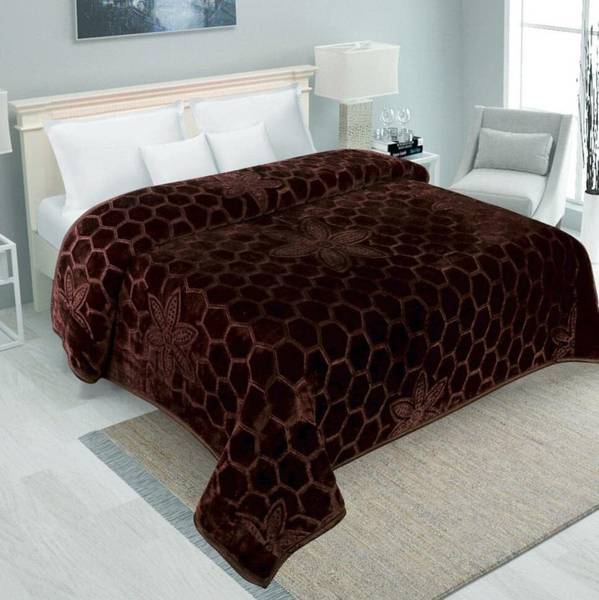 MFI Self Design Double Mink Blanket for Heavy Winter