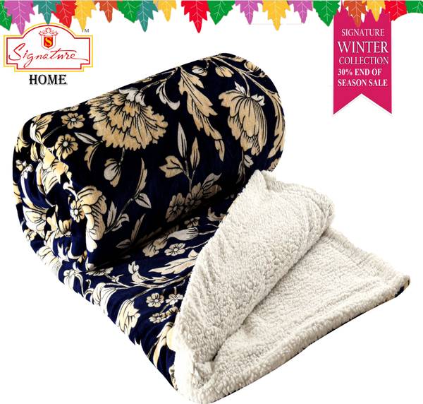 Signature Floral Double Sherpa Blanket for Heavy Winter Price