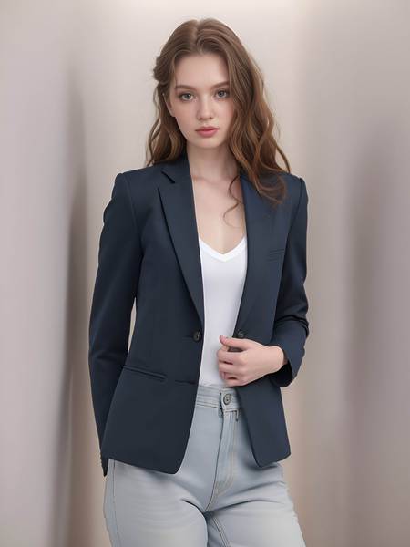 Rocksy Solid Single Breasted Formal Women Blazer