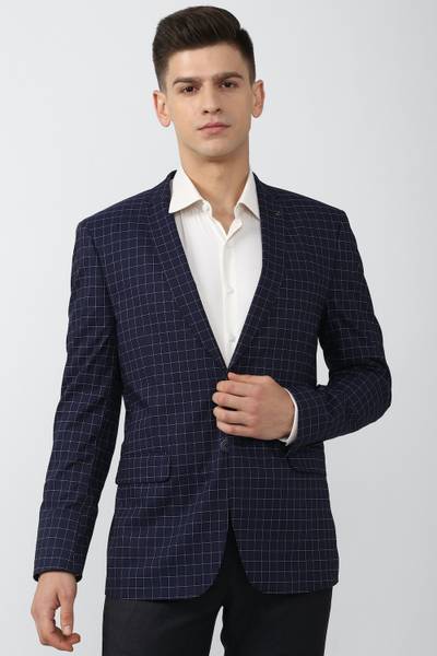 VAN HEUSEN Checkered Single Breasted Formal Men Blazer