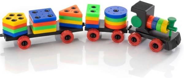 VrajVilla Plastic Train Toddler Toys, 4 Shape Sorter and Stacking Educational