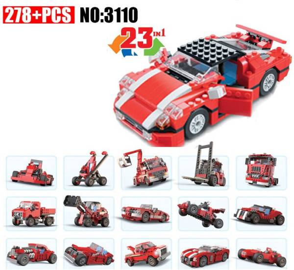 Tarak LEGO Red Super Speedster Race Car Building Blocks, 23 in 1 - 278 Pieces