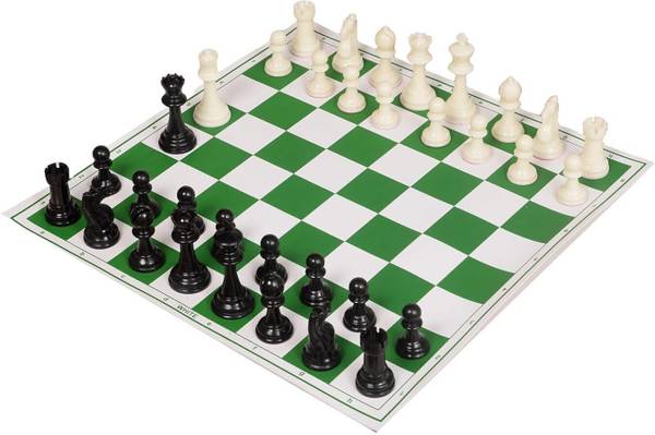 BCBESTCHESS Roll- Up Vinyl Chess Board with Storage Bag & Extra Queens (18x18 Inches, Green) Strategy & War Board Game