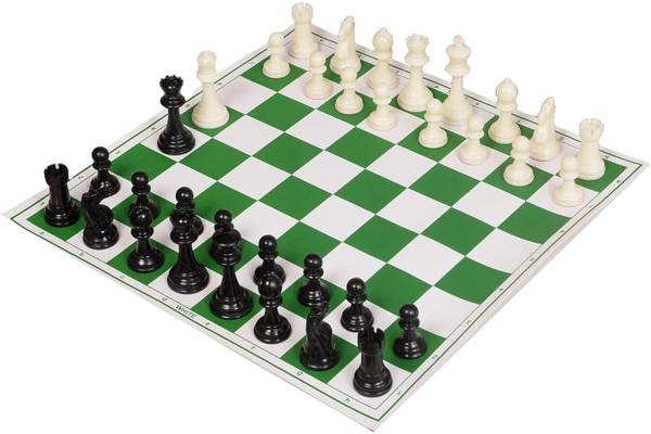 BCBESTCHESS Roll- Up Vinyl Chess Board with Storage Bag & Extra Queens (17x17 Inches, Green) Strategy & War Board Game
