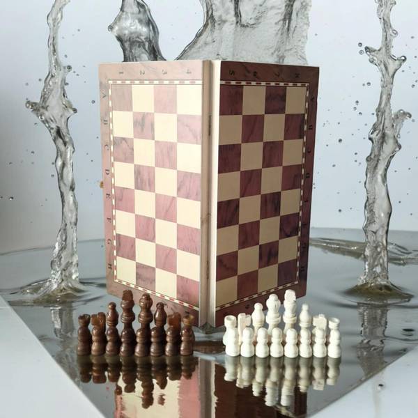 mayank & company Boys Wooden Folding Chess Set - Handmade Game Board with Storage Box Party & Fun Board Game