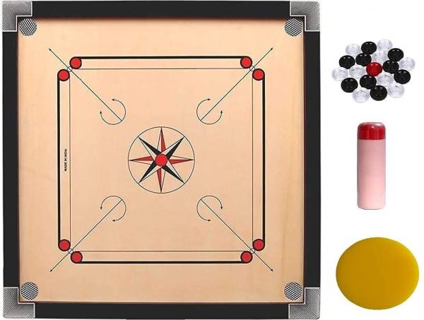 Satya 32 inch Wooden Carrom Board With Striker, Wooden Coins and Boric Powder 86.36 cm Carrom Board