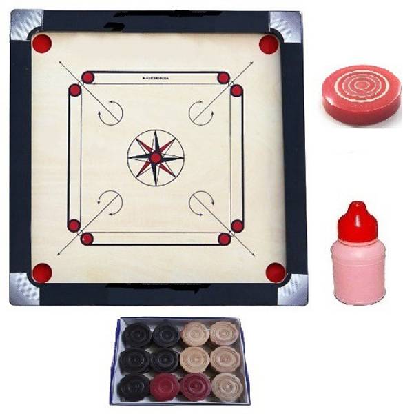 HHS SPORTS 36" Large wooden Carrom Board with Wooden coins, Powder & 1 Striker 91 cm Carrom Board