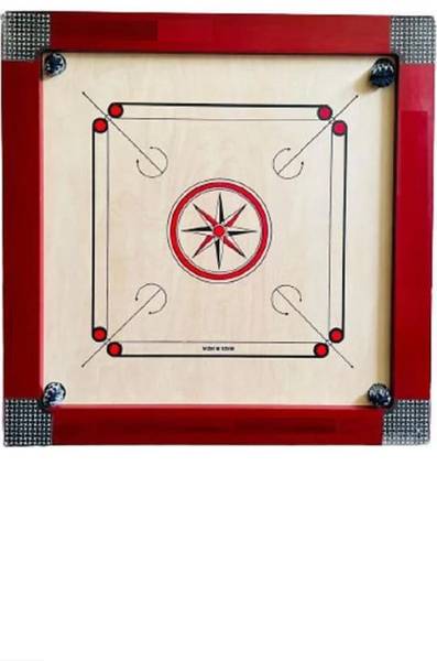 Ishu Sports RED CARROM MATTE FINISH FULL SIZE(34 INCH) WITH STRIKER,POWDER AND COINS 86.36 cm Carrom Board
