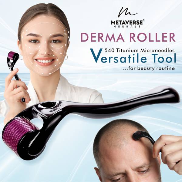 Metaverse Derma Roller 0.5mm 540 Micro Needles For Hair Growth, Acne Scars Removal Wrinkle